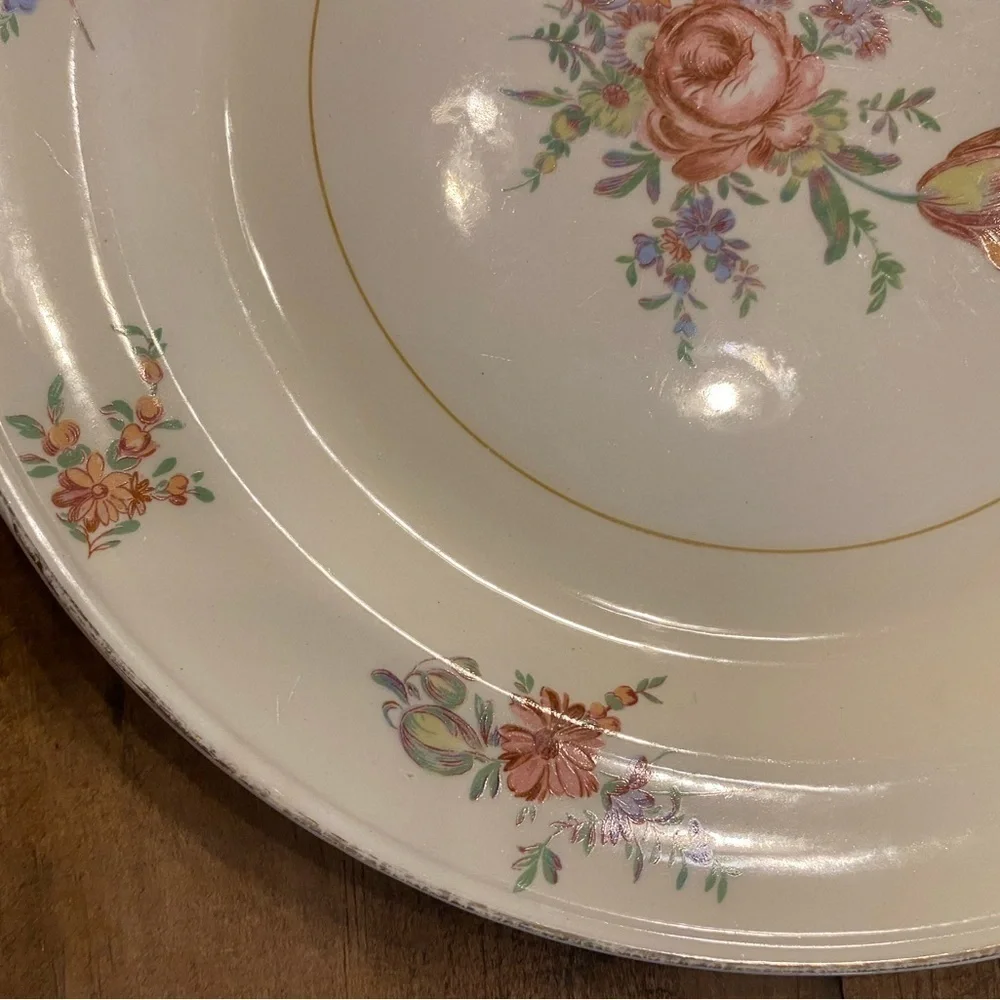 Household Institute Priscilla pattern decorative China. Pink Roses on cream EUC